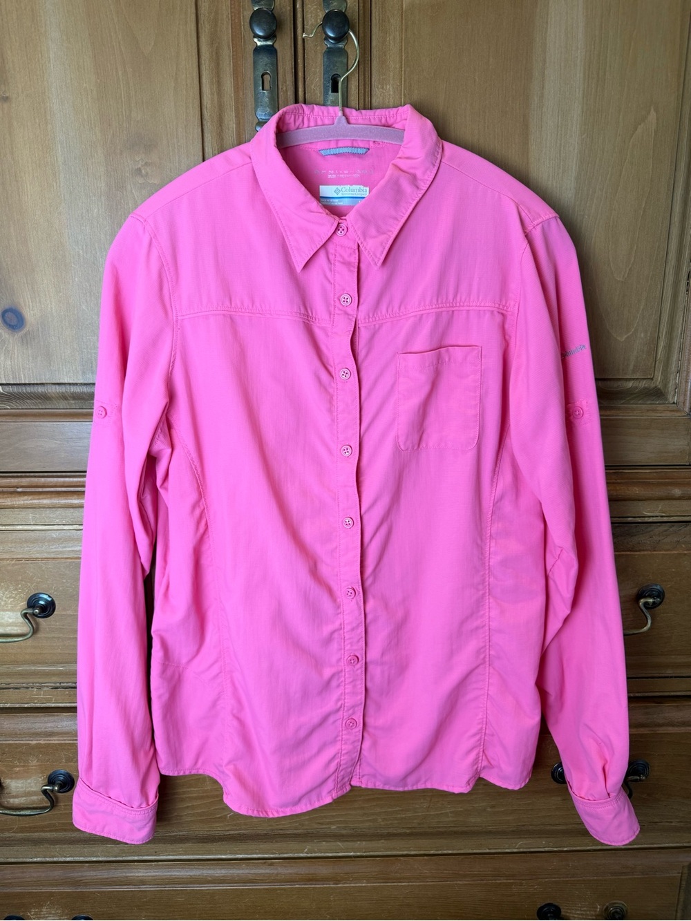 Columbia Women's Pink Omni Sun Protection Long-Sleeve Utility Button Down Shirt